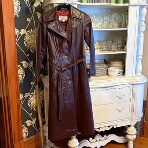 #262 vintage leather maxi coat